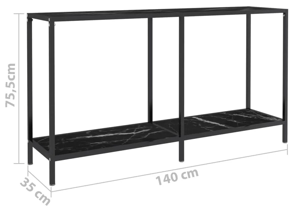 Mesa consola preto 140x35x75,5 cm vidro temperado