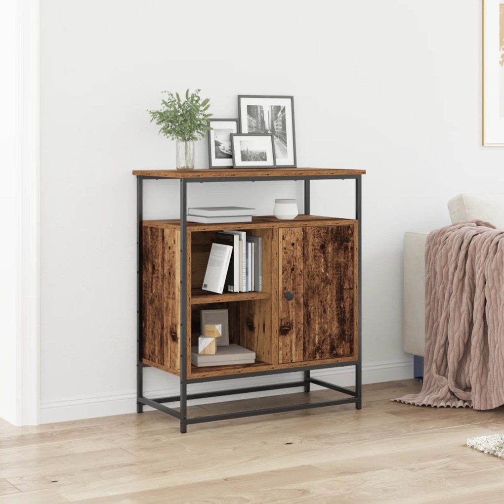Buffet vidaXL Madeira Velha 69x35x80 cm Madeira engenheirada e Aço