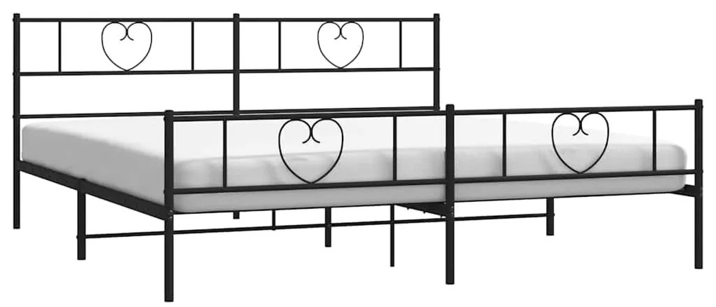 Estrutura de cama com cabeceira e pés 183x213 cm metal preto