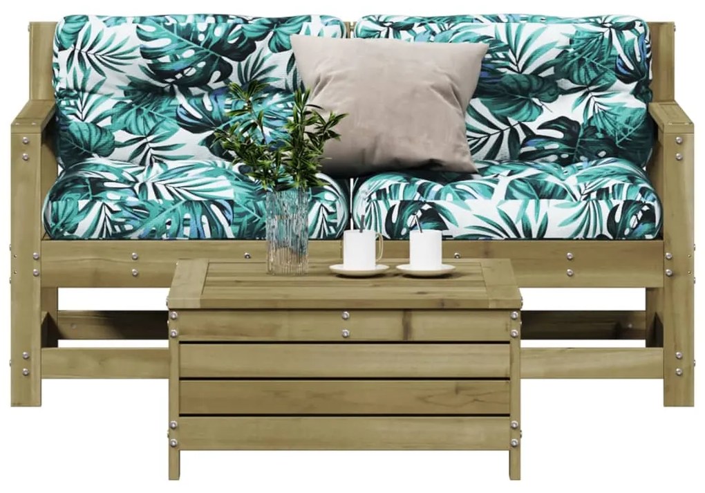 vidaXL 3 pcs conjunto lounge de jardim c/ almofadões pinho impregnado