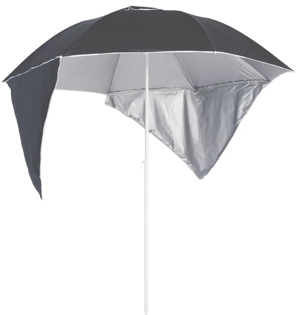vidaXL Guarda-sol de praia com paredes laterais 215 cm antracite
