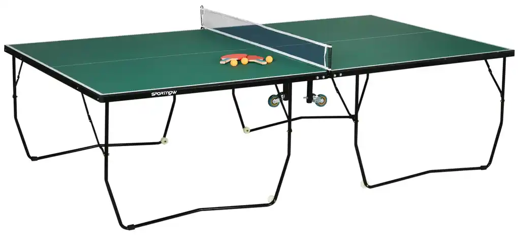 SPORTNOW Mesa de Ping Pong Dobrável Profissional Tamanho Padrão com Rede  Raquetes e 2 Bolas 274x152,5x76 cm Verde