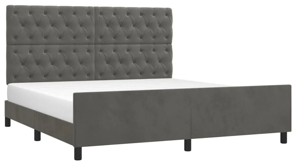 Estrutura de cama sem colchão 160x200 cm veludo cinzento-escuro