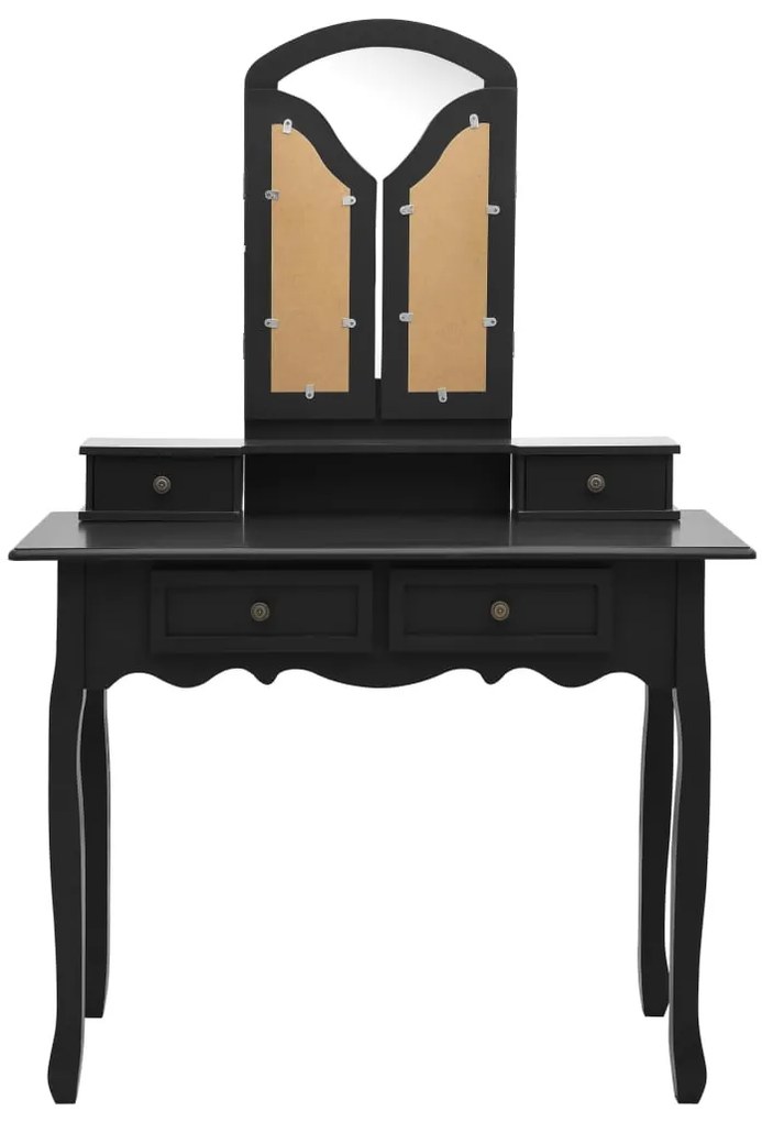 Conjunto toucador c/ banco 100x40x146cm madeira paulownia preto