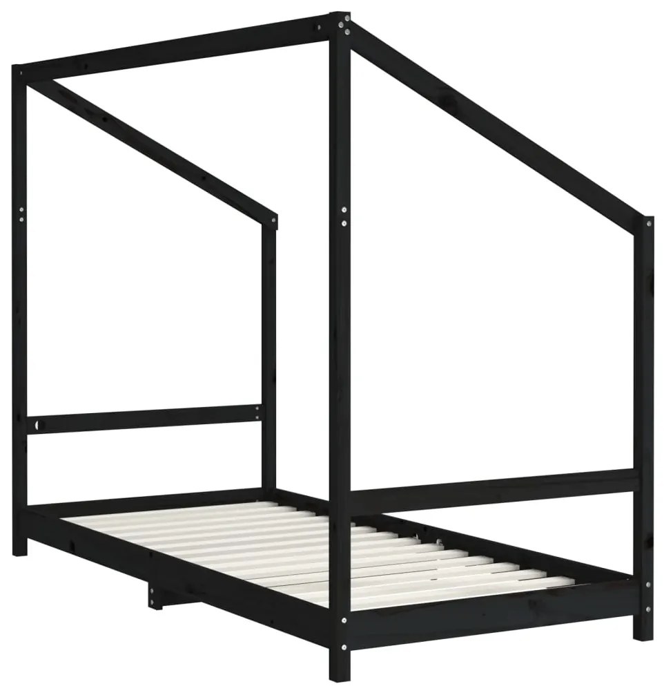 Estrutura de cama infantil 90x200 cm pinho maciço preto