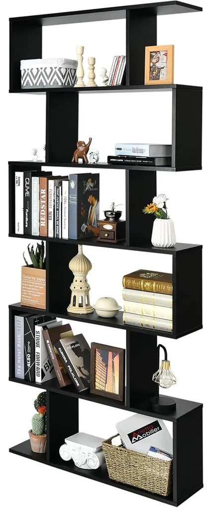 Estante de 6 níveis separadora de ambientes para escritório ou sala 80 x 23 x 191 cm Preto