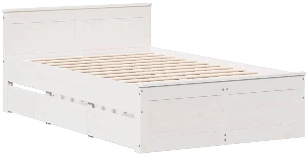 Cama sem colchão com cabeceira 135x190 cm pinho maciço branco