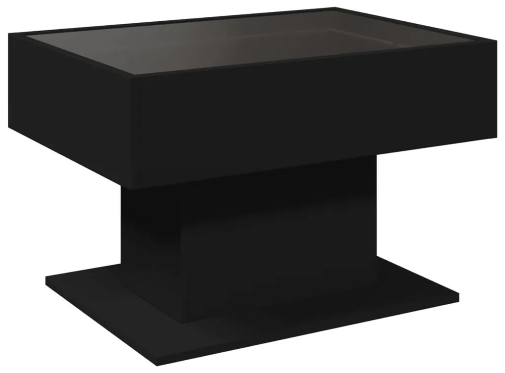 Mesa de centro c/ LEDs 70x50x45 cm derivados de madeira preto