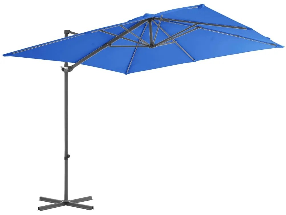 Guarda-sol cantilever com poste de aço 250x250 cm azul ciano