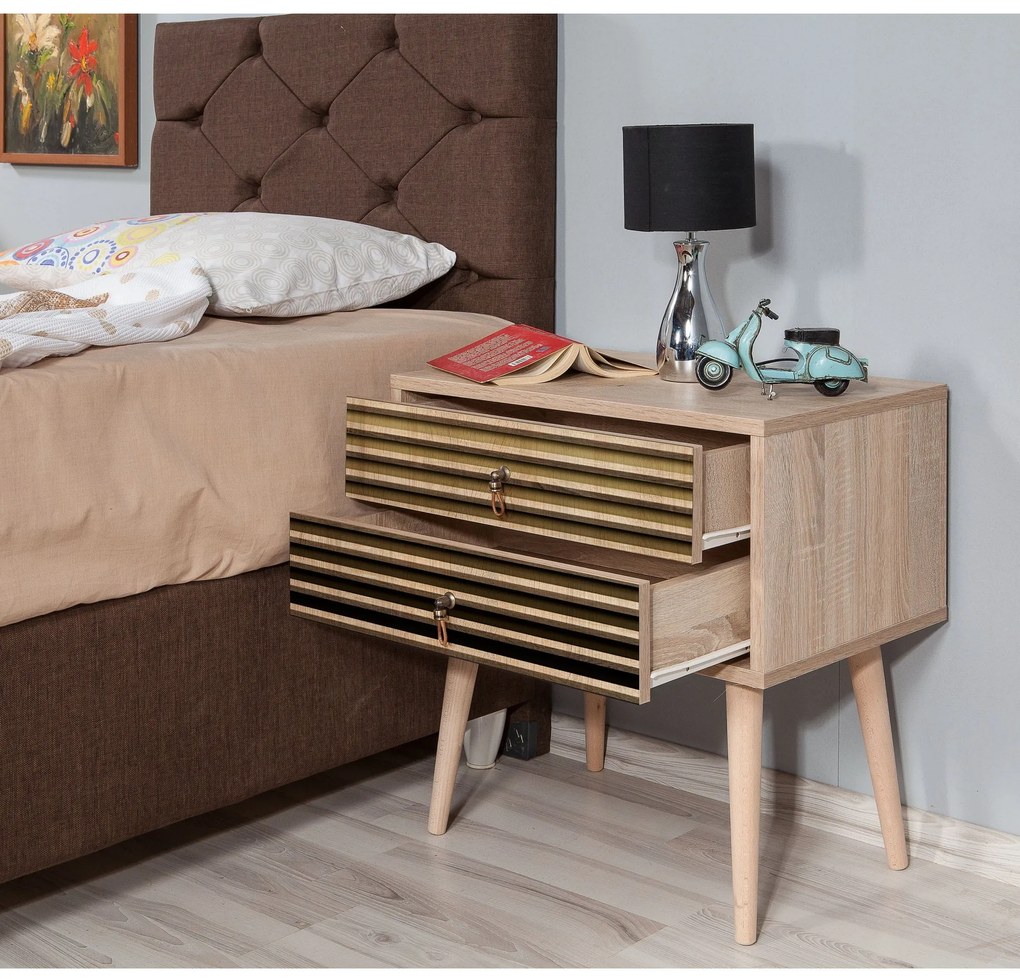 Mesa de Cabeceira Two – Carvalho Sonoma – 60 cm x 61 cm x 40 cm