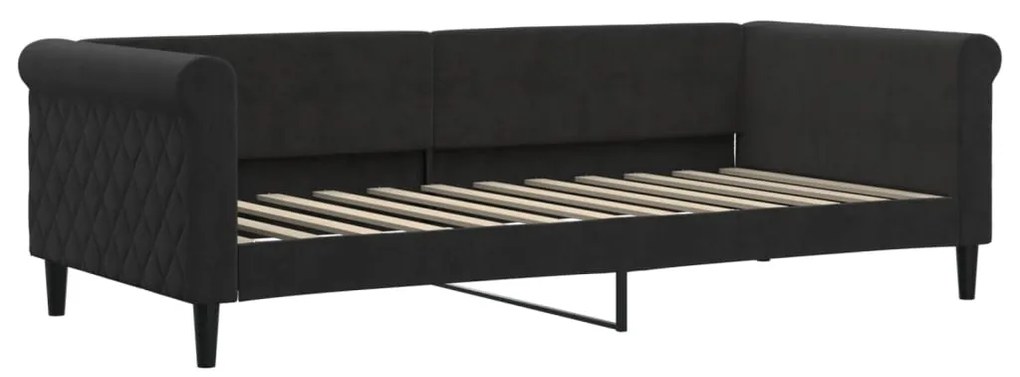 Sofá-cama com gavetão 90x200 cm veludo preto