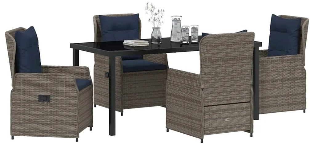 Conjunto de Jantar de Jardim 5 Peças Cinza Rattan