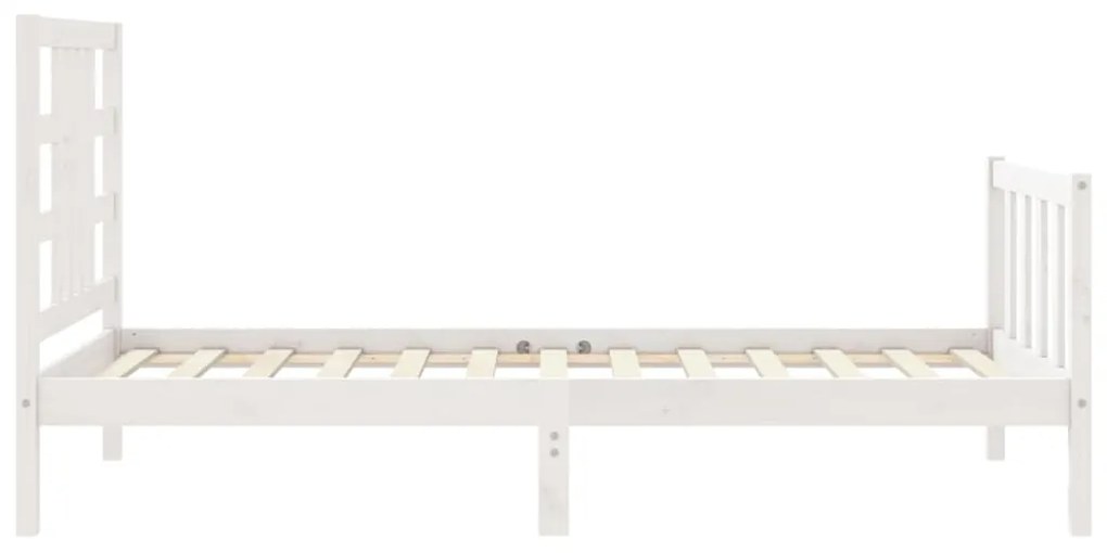 Estrutura de cama com cabeceira 90x190 cm madeira maciça branco