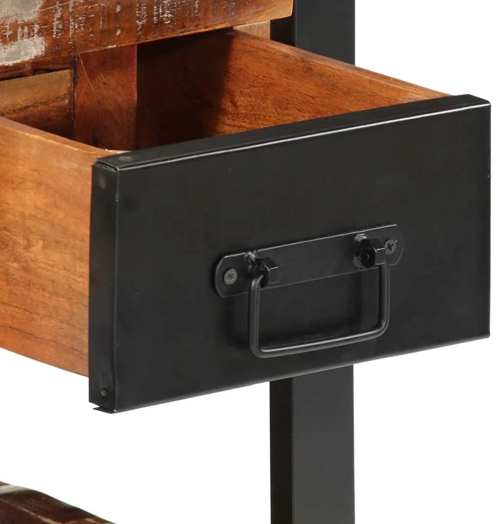 Mesa de cabeceira multicor 35x34x45cm madeira maciça recuperada