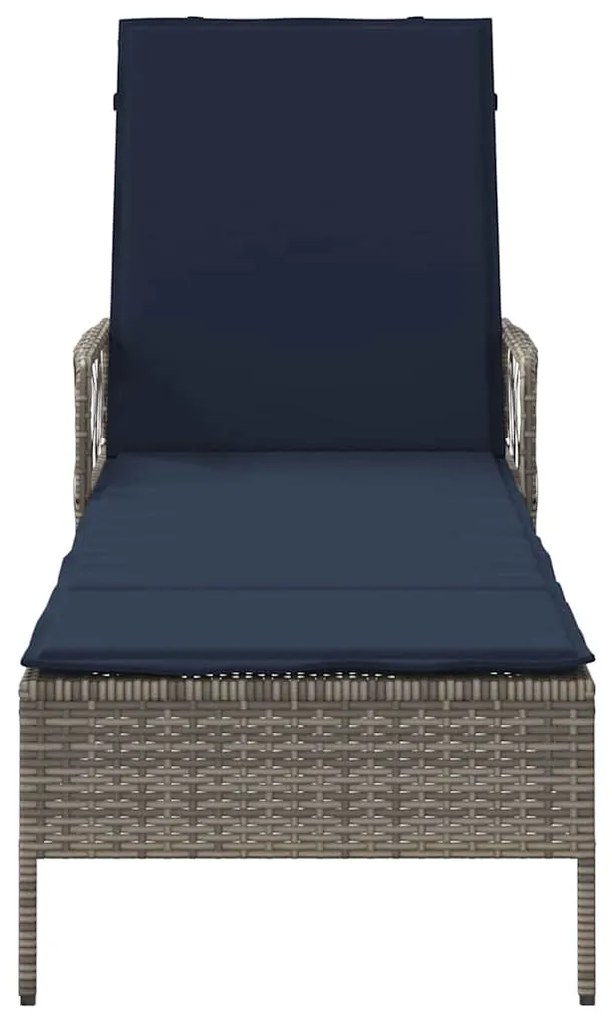 Espreguiçadeira Cinza Rattan PE 157 x 55 x 92 cm Dobrável