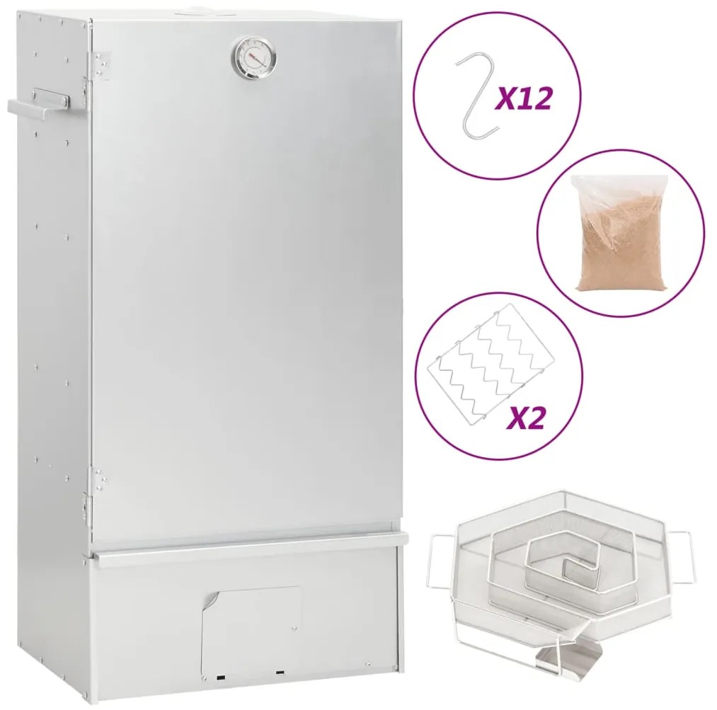 vidaXL Defumador p/ churrasqueira c/ gerador fumo frio aço galvanizado
