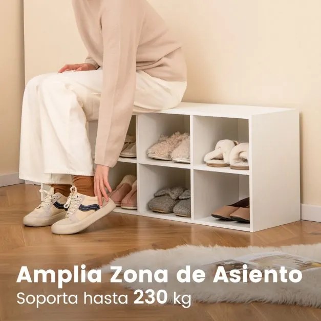 Banco sapateira com 8 cubos Armário de arrumação Estante de entrada Sala de estar Quarto Estante Carga 230 kg Branco