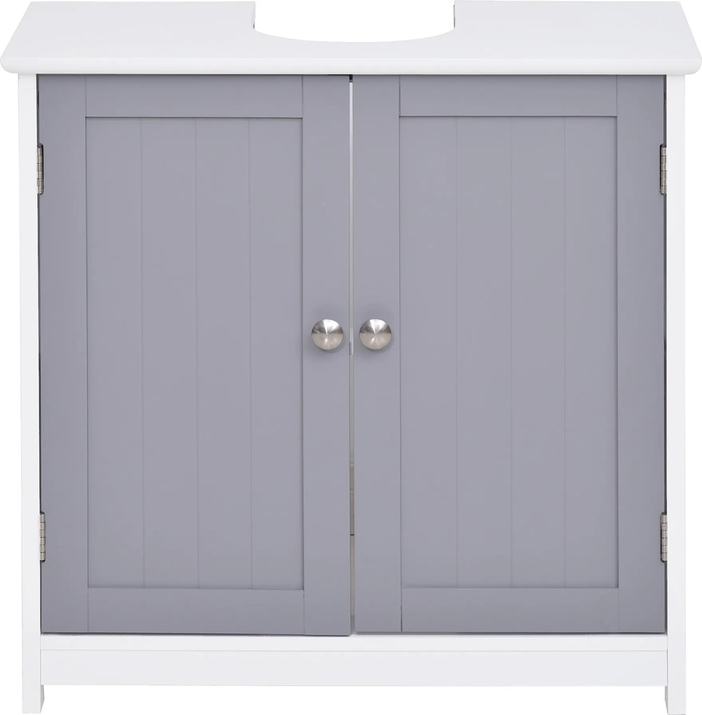 Móvel de casa de banho para lavatório (NÃO INCLUIDO) 60 x 30 x 60 cm a de 2 portas com prateleira cinza-branca