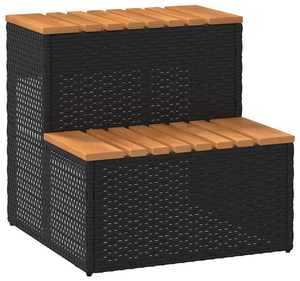 vidaXL Degrau p/ hidromassagem 50x50x50,5 cm PE e acácia maciça preto