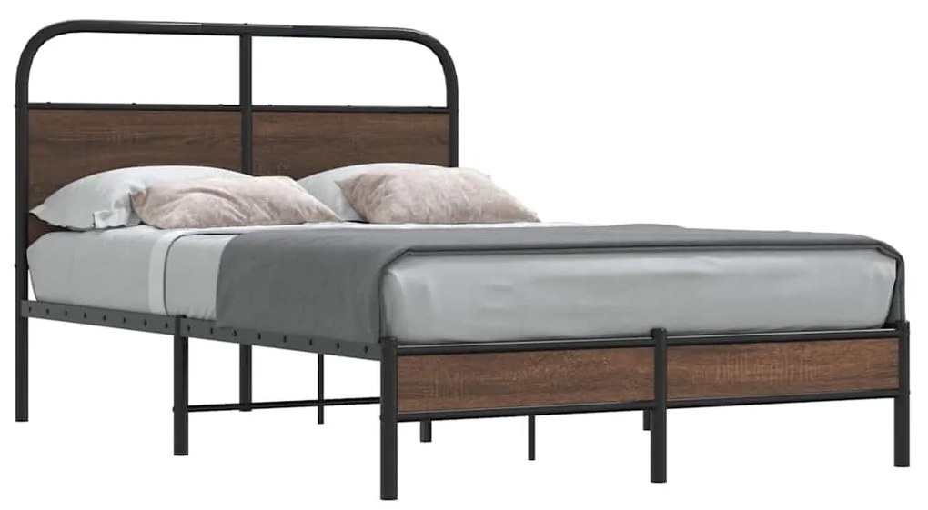 Estrutura cama s/ colchão derivados madeira carvalho castanho