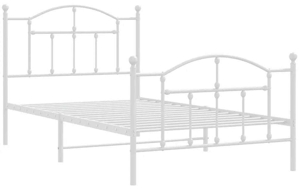 Estrutura de cama com cabeceira e pés 100x190 cm metal branco
