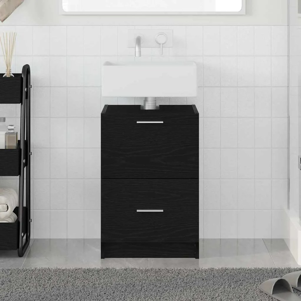 vidaXL Gabinete de Pia Preto 40x37x59 cm Madeira Engenheirada