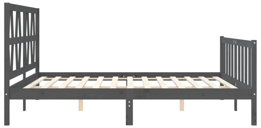 Estrutura de cama com cabeceira 200x200 cm madeira maciça cinza