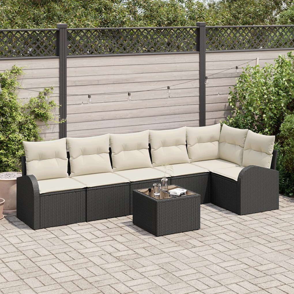vidaXL Conjunto de Sofá de Jardim de 6 Peças com Almofadas de Rattan Polimérico Castanho