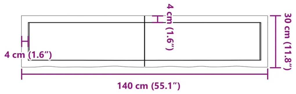 Prateleira de parede 140x30x6 cm carvalho tratado cinza-escuro