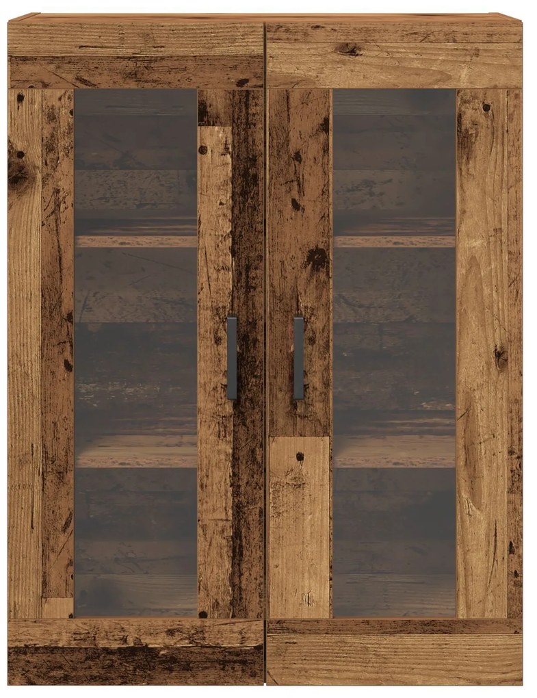 Armário Montado na Parede com Portas de Vidro - Madeira Velha - 69.5x3