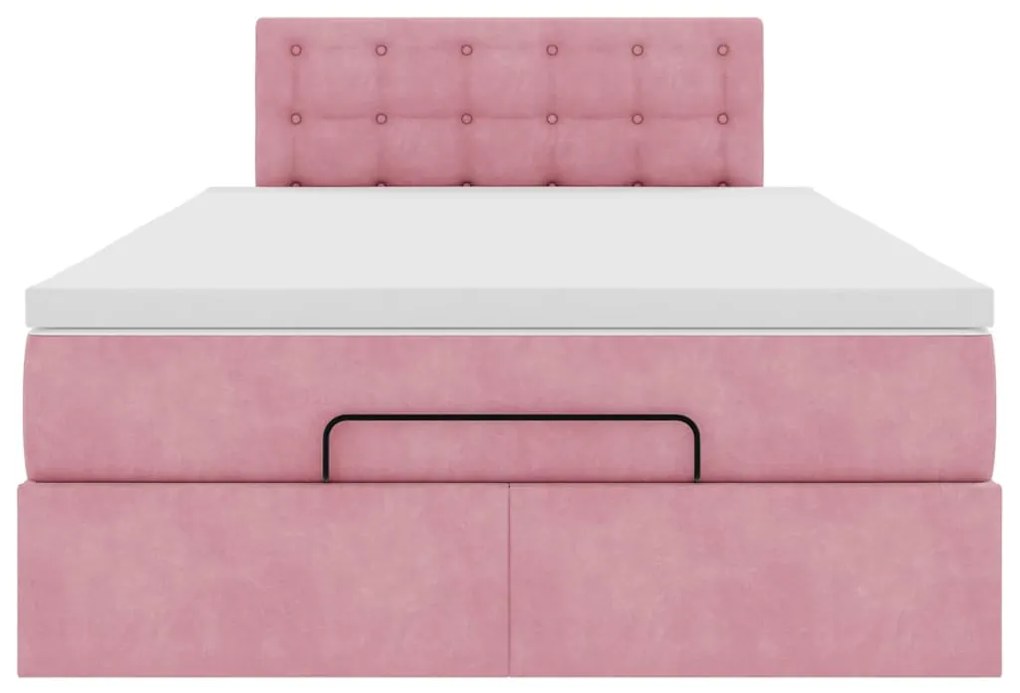 Estrutura de cama otomana com colchão 120x200 cm veludo rosa
