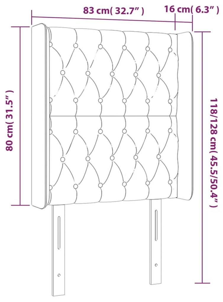 Cabeceira cama c/ abas tecido 83x16x118/128 cm castanho-escuro