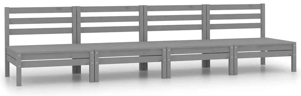 Sofás de centro para jardim 4 pcs madeira pinho maciça cinzento