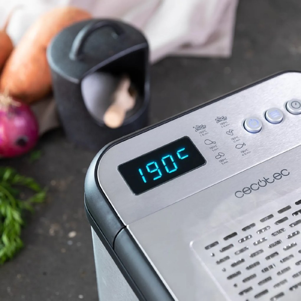 Fritadeira com óleo CleanFry Luxury 3000 de 3,2 litros, 2400 W, aço inoxidável, 5 programas pré-estabelecidos, filtro OilClean