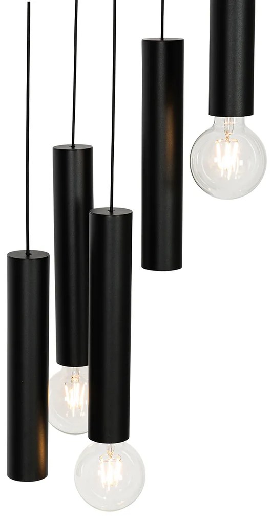 Candeeiro de suspensão design preto redondo 7 luzes - Tuba Design