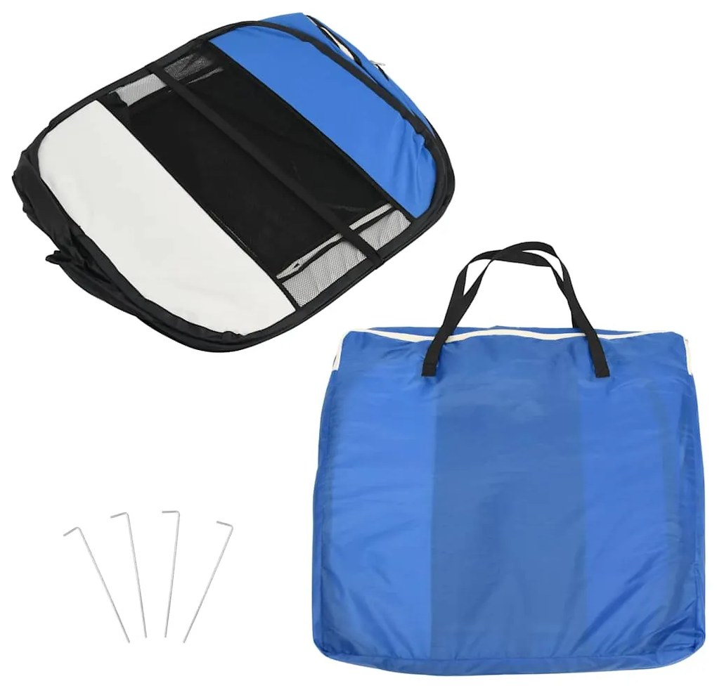 Parque dobrável p/ cão c/ saco de transporte 145x145x61cm azul