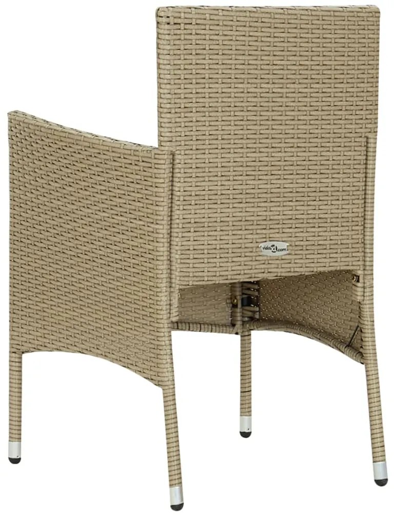 5 pcs conjunto de jantar para jardim vidro e vime PE bege