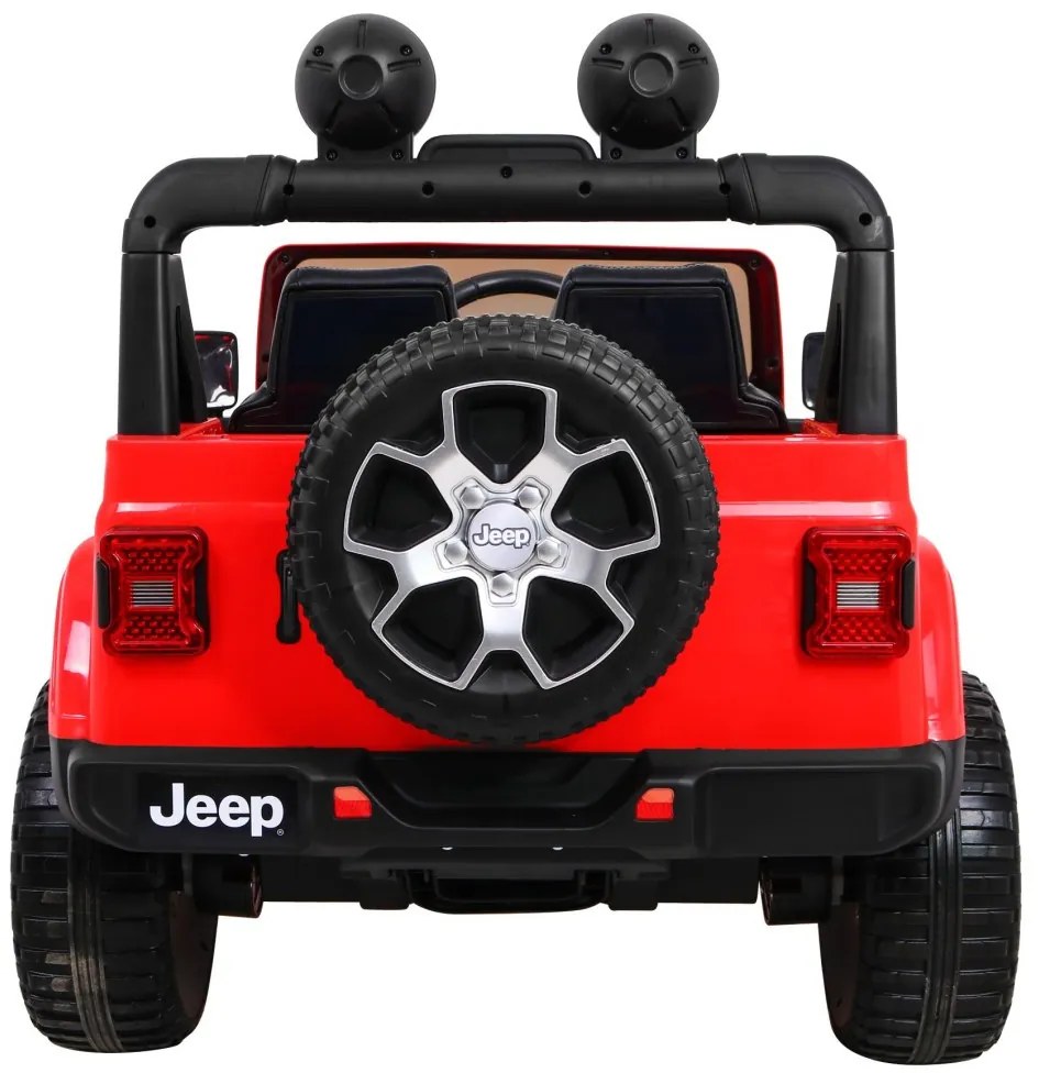 Carro elétrico para Crianças 12V 4x4 Jeep Wrangler Rubicon Rodas de EVA, Assento de couro Vermelho