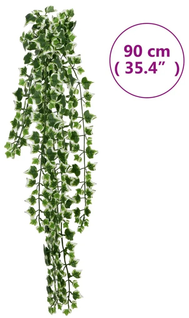 Planta suspensa artificial 12 pcs 339 folhas 90 cm verde/branco
