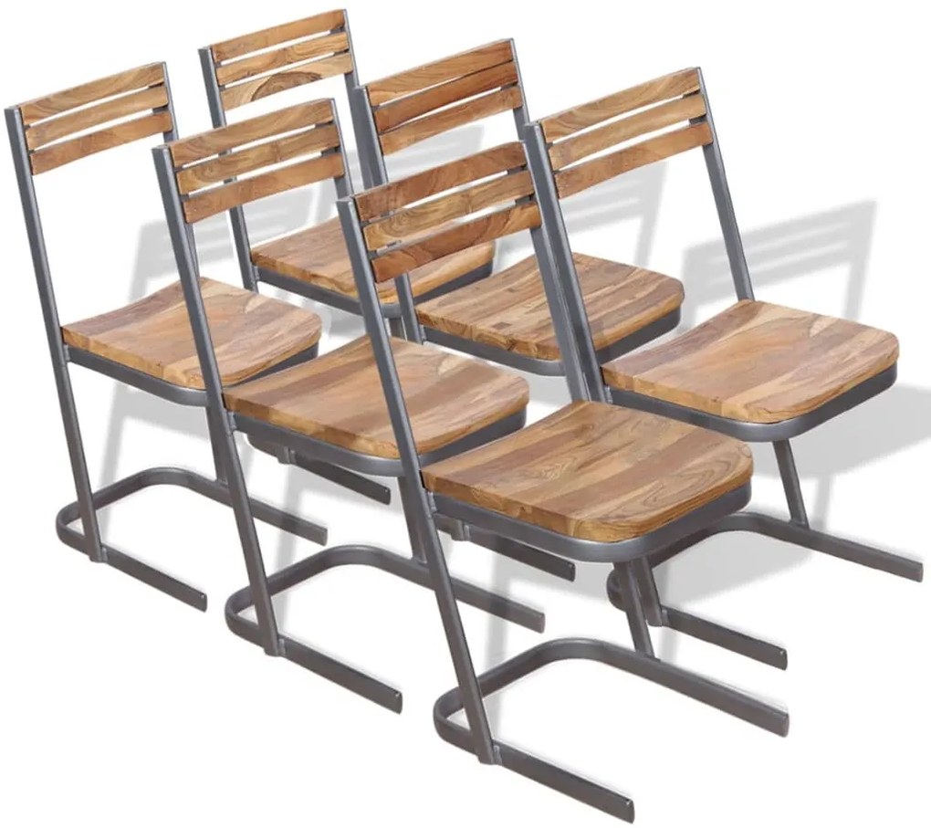 vidaXL Cadeiras de jantar 6 pcs madeira de teca maciça