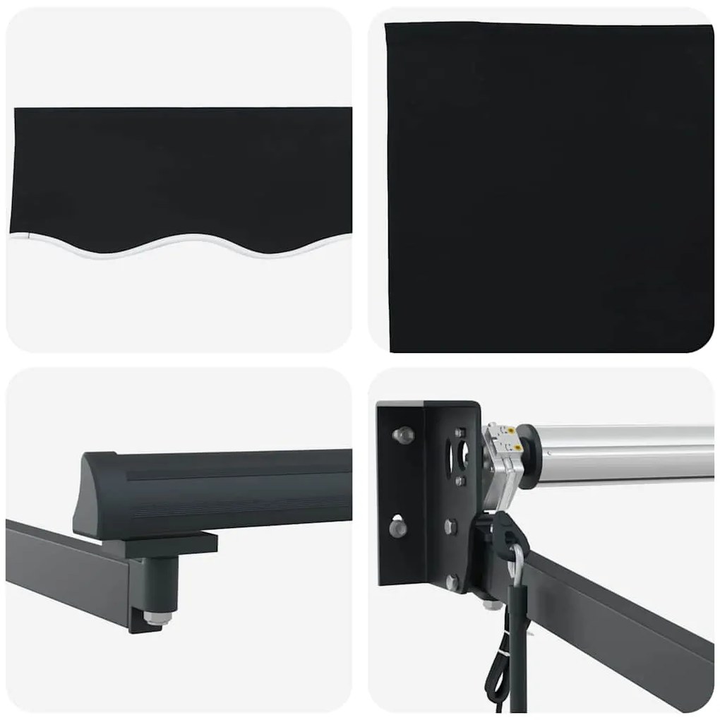 Toldo Retrátil Automático vidaXL Preto 350x250 cm