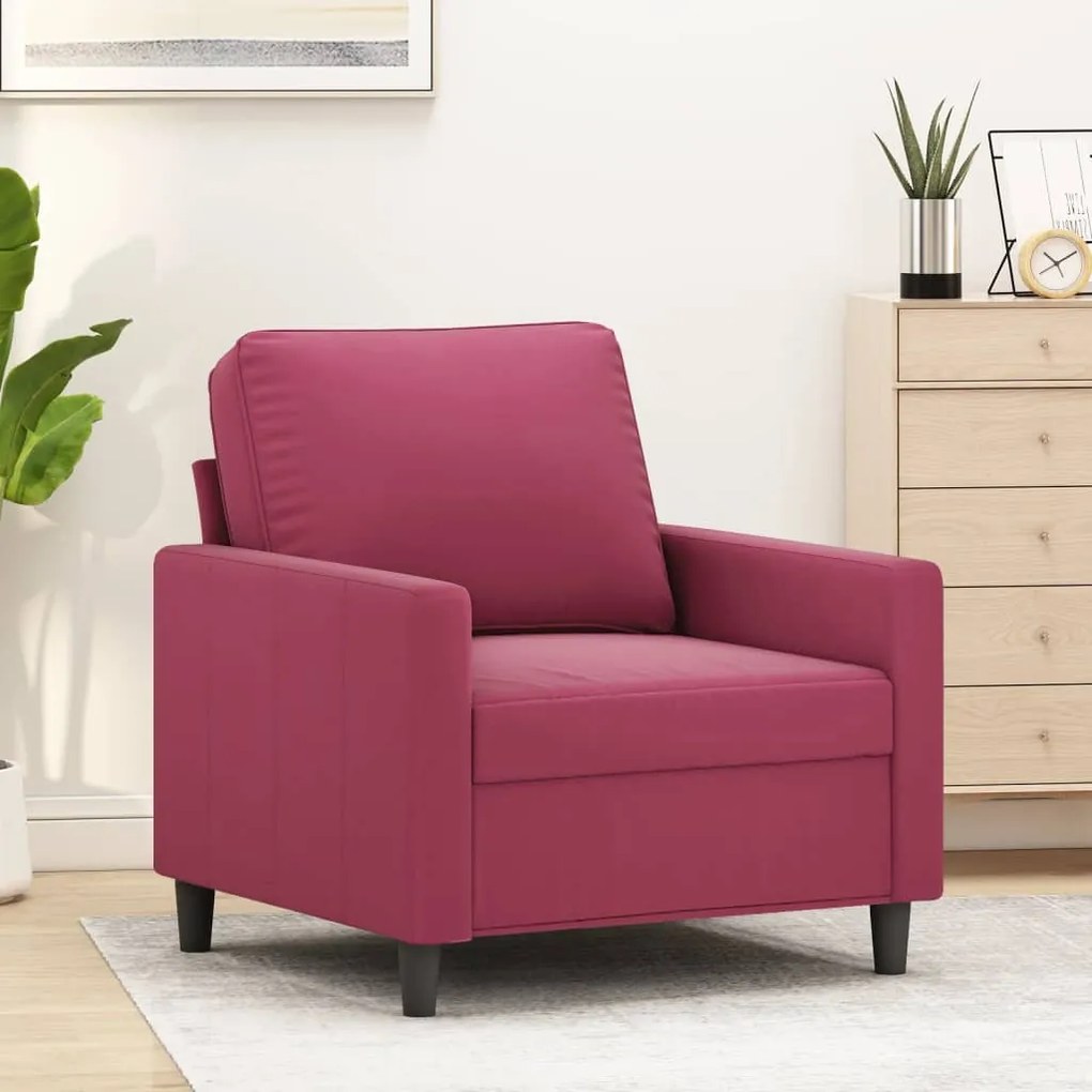 vidaXL Poltrona 60 cm veludo vermelho-tinto