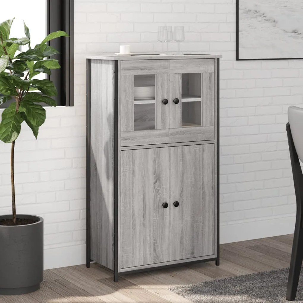 vidaXL Aparador alto 62x32x106,5 cm derivados de madeira cinza sonoma