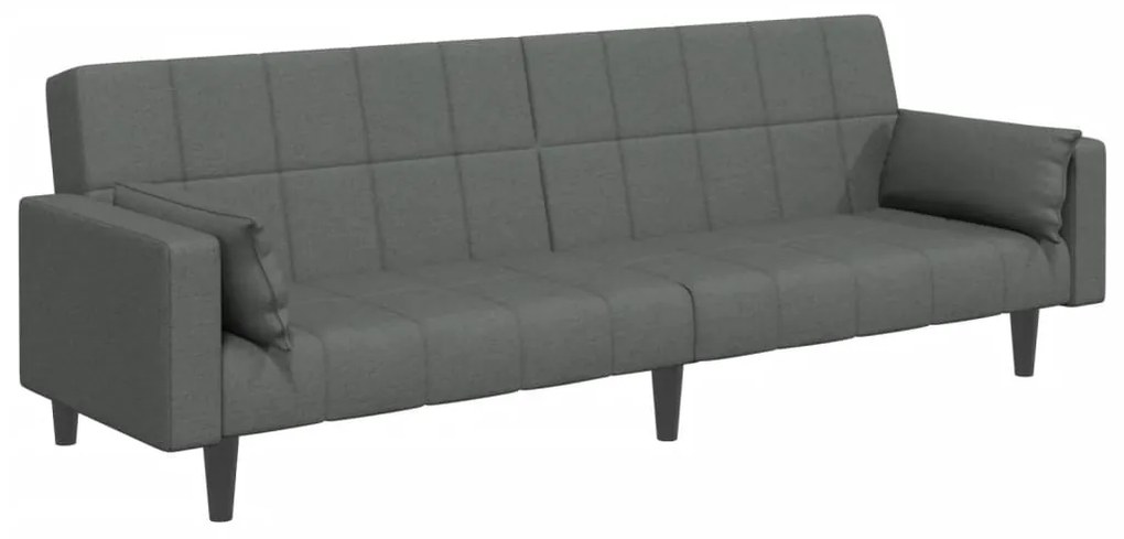 Sofá-cama de 2 lugares c/ apoio de pés tecido cinzento-escuro