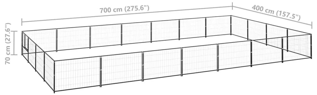 Canil para cães 28 m² aço preto