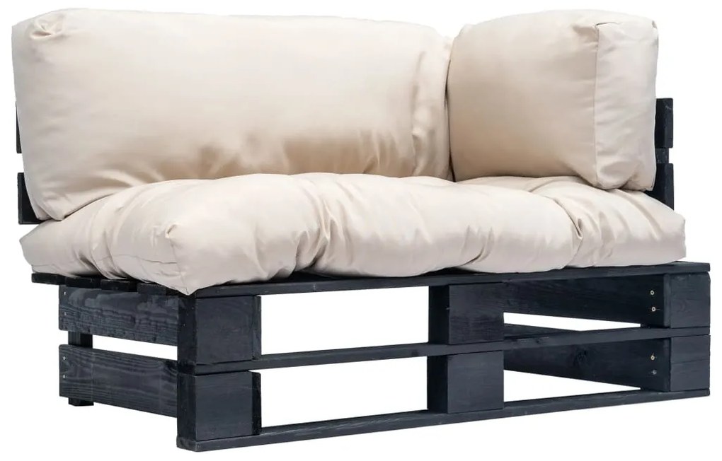 vidaXL Sofá de paletes p/ jardim c/ almofadões cor areia madeira pinho