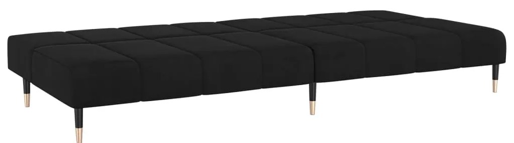 Sofá-cama de 2 lugares veludo preto
