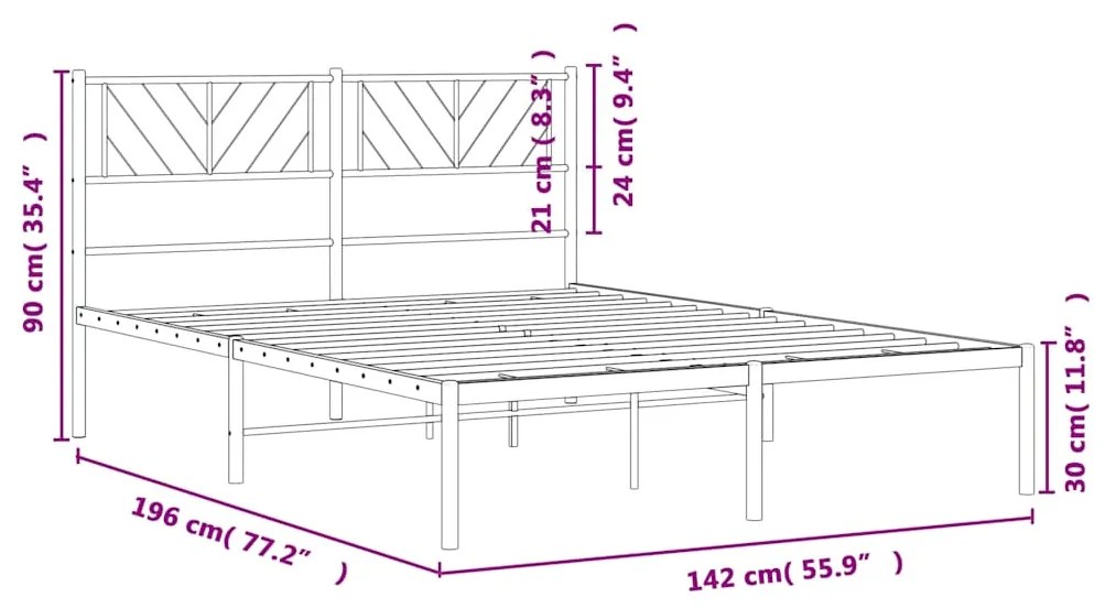 Estrutura de cama com cabeceira 135x190 cm metal branco