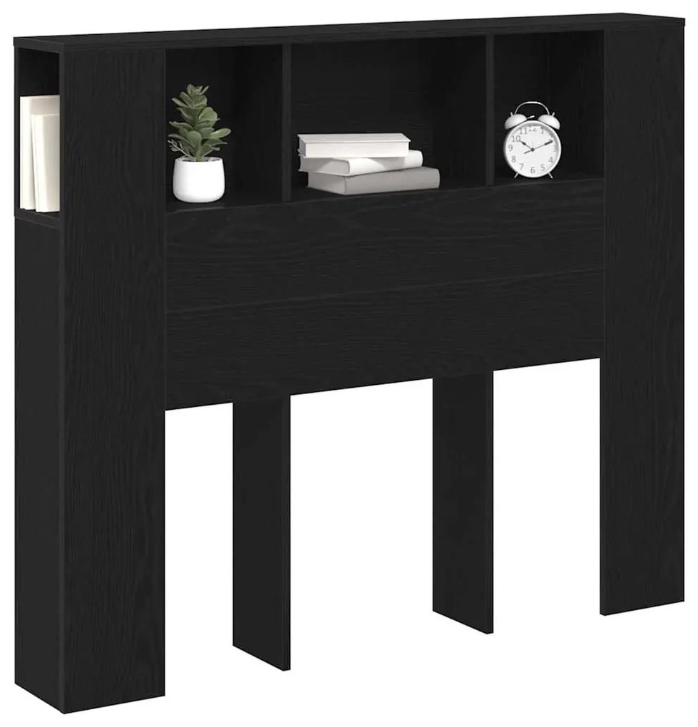 Cabeceira de Armário vidaXL Preto Carvalho 120x19x104,5 cm Madeira Eng