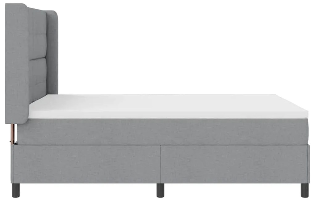 Cama Box com Colchão Cinza Claro 140x200 cm e Tecido